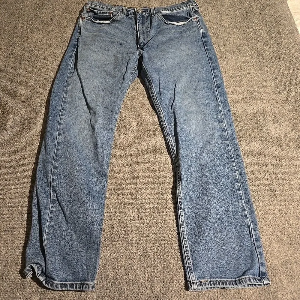 Levis Denim Jeans Mens 34x29 Blue 505 Straight Fit Medium Wash Cotton Casual